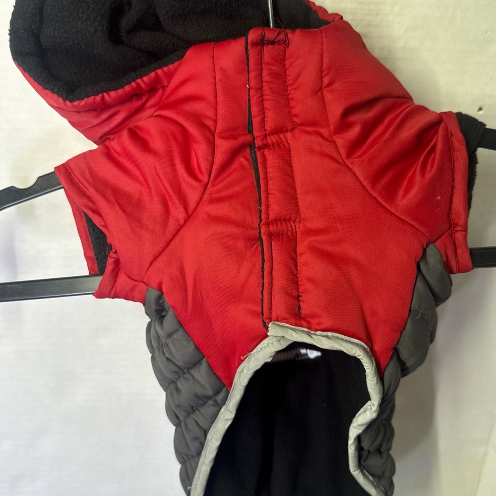 KONG Dog Jacket Red Gray Hooded Puffer Coat Small Pet Winter Coat